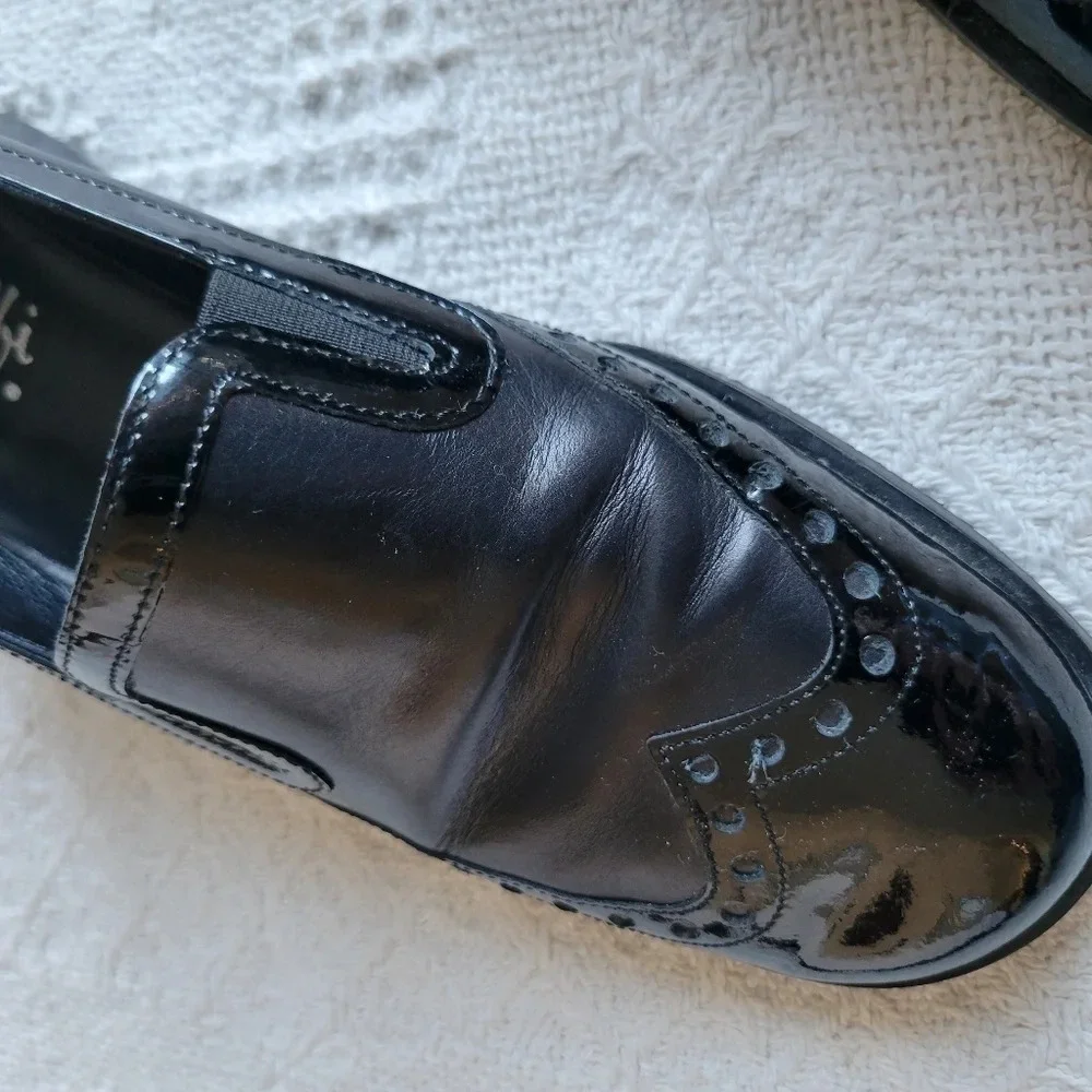 𝅺AMALFI BY RANGONI Black  Low Heel Leather Slip On Loafer - Picture 10 of 13